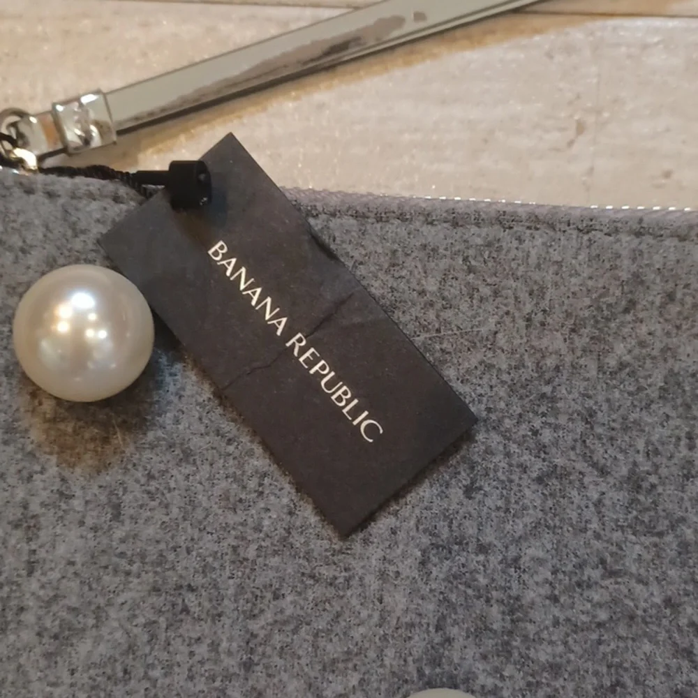 New Banana Republic Gray Wool/Flannel Oversized Clutch